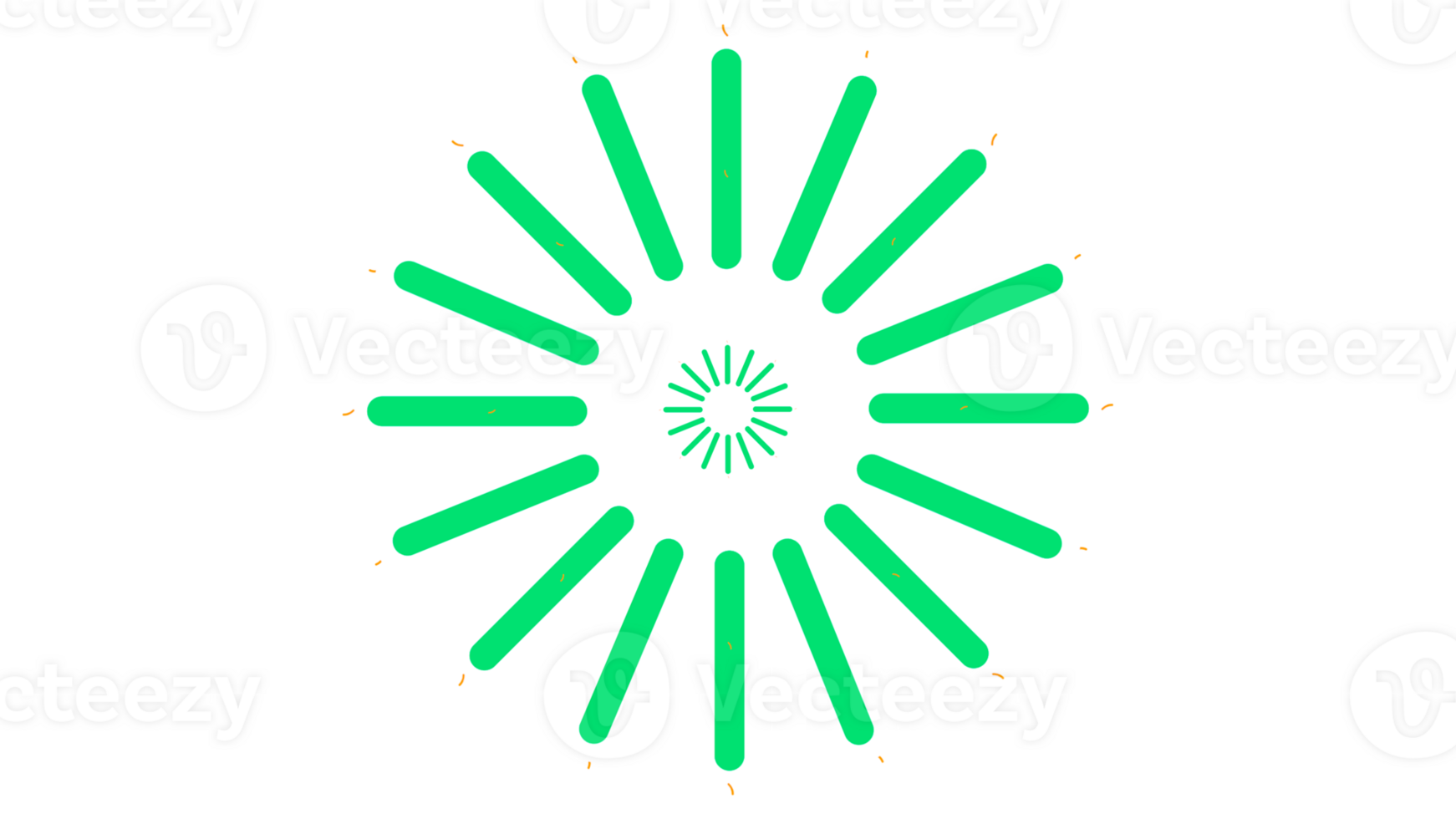 a green sunburst icon on a transparent background png