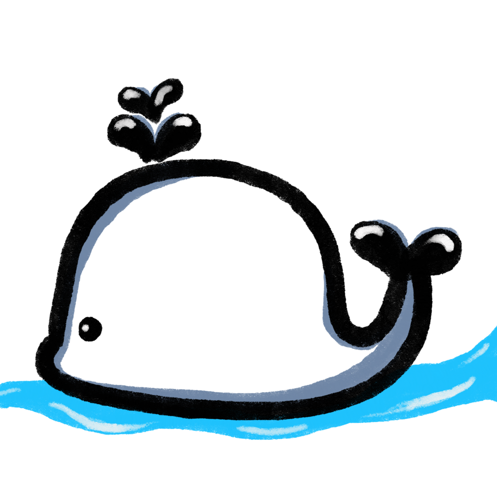 Cartoon cute whale line art png