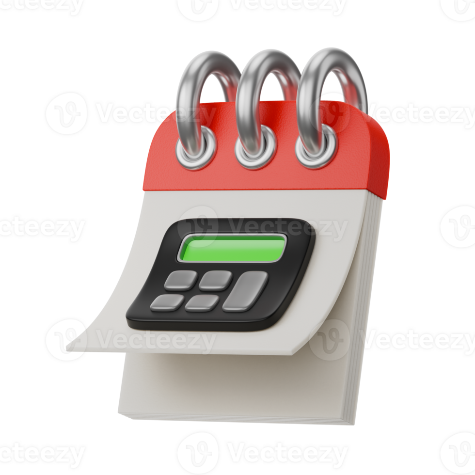 calculator calendar financial balance accounting and tax audit day isolated 3d icon illustration element png