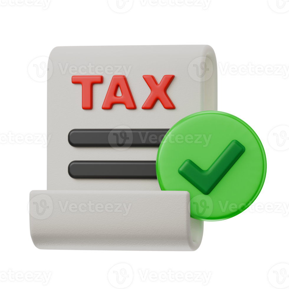 tax document report done and verified with checkmark symbol on circle finance accounting theme isolated 3d icon illustration element png