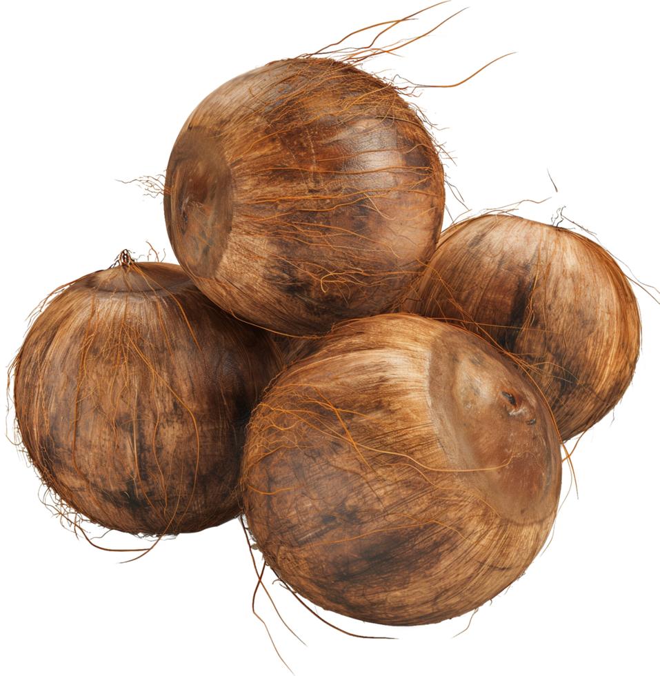 A group of coconuts isolated on a transparent background png