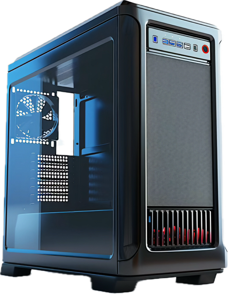 Modern Black Computer Tower Case. png