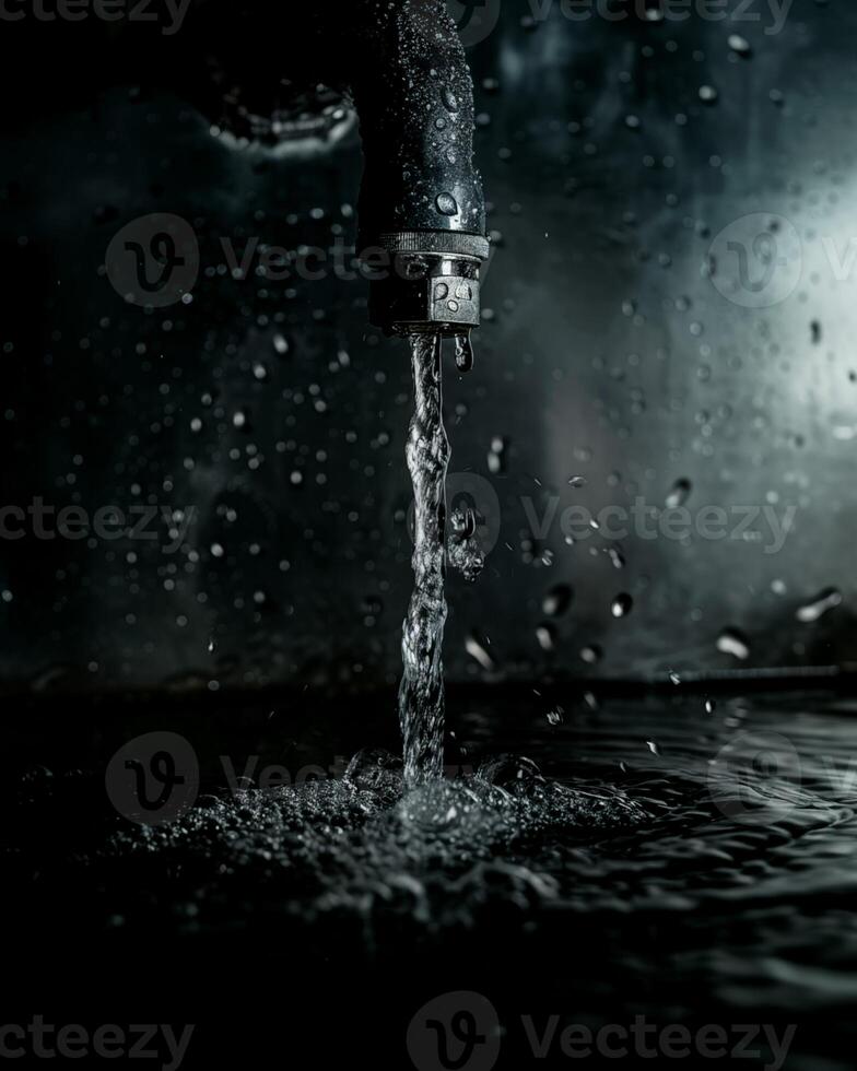 dynamic capture of water pouring from a tap photo