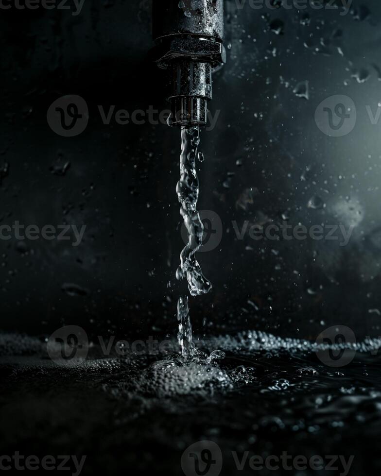 close-up of water flowing from a faucet photo