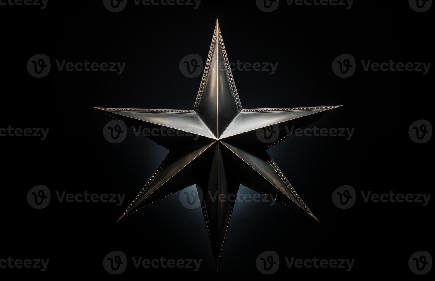 silver star with dark Background photo