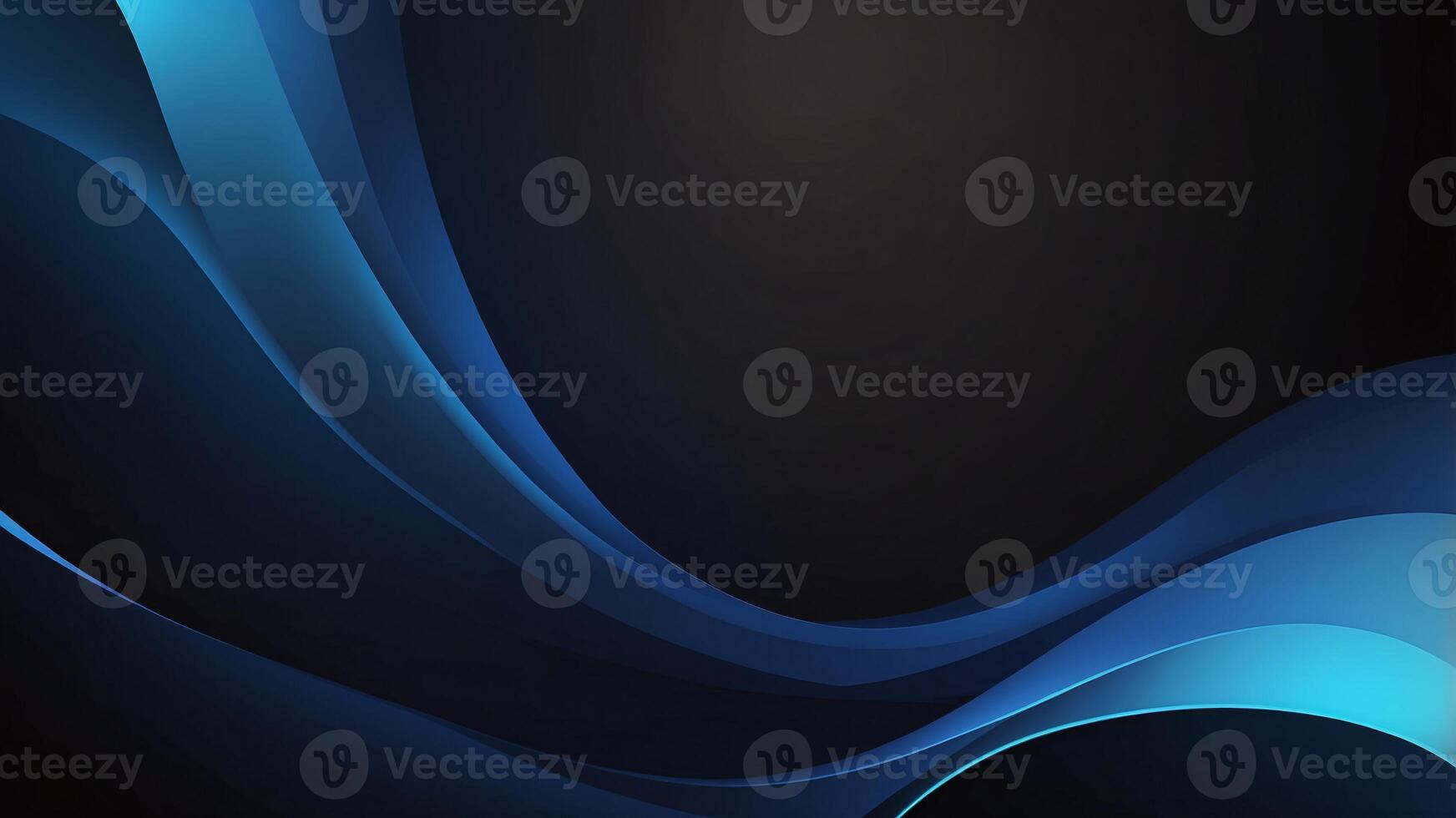 Abstract Blue Waves on Black Background photo
