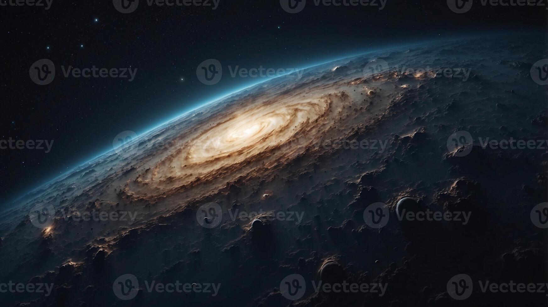 A Cosmic View of a Spiral Galaxy from a Distant Planet photo