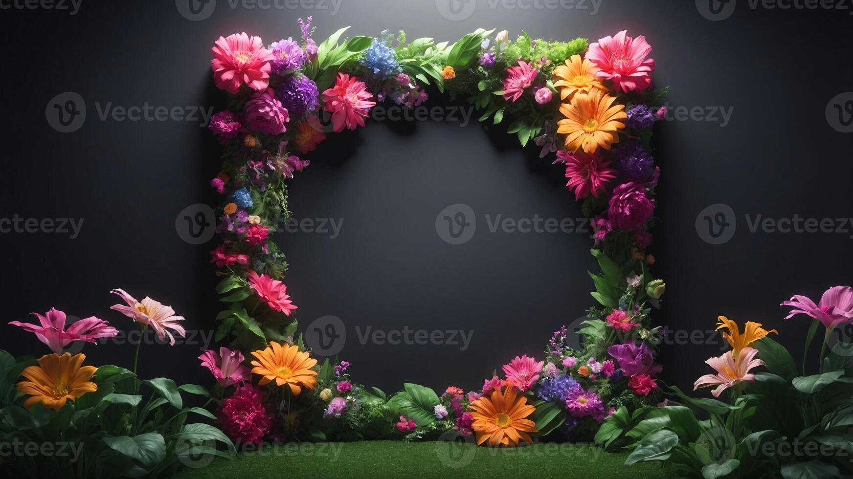 Floral Frame with a Dark Background photo