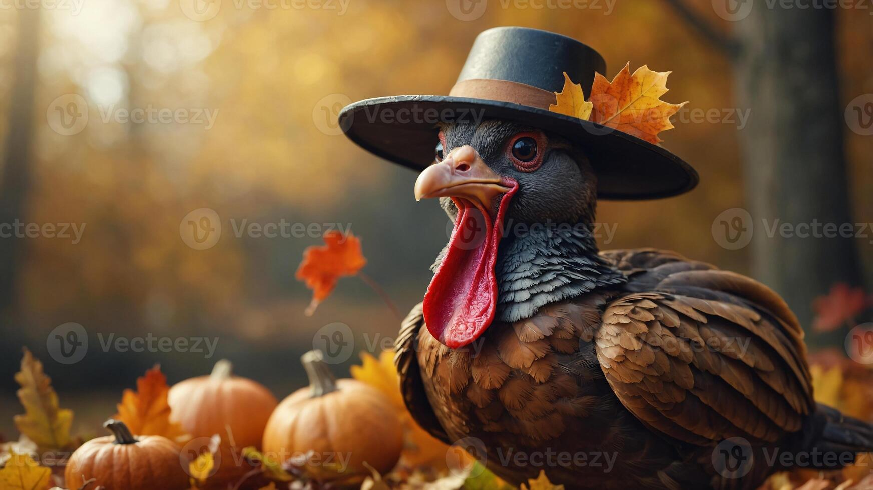 A Thanksgiving Turkey Wearing a Hat photo