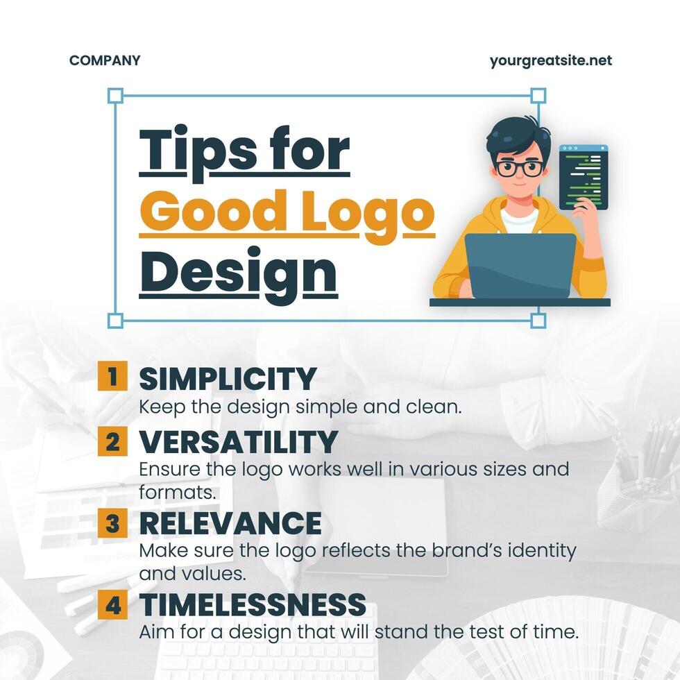 Tips & Trick for Good Logo Design Linkedin Post template