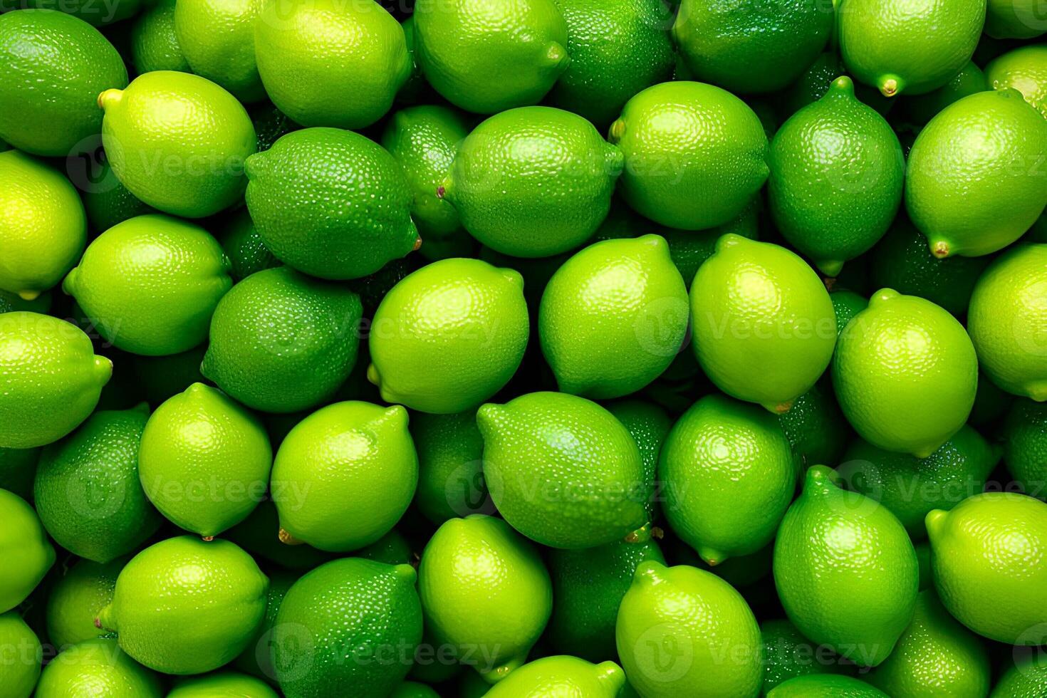 A bunch of fresh green raw lemons from top view representing background photo