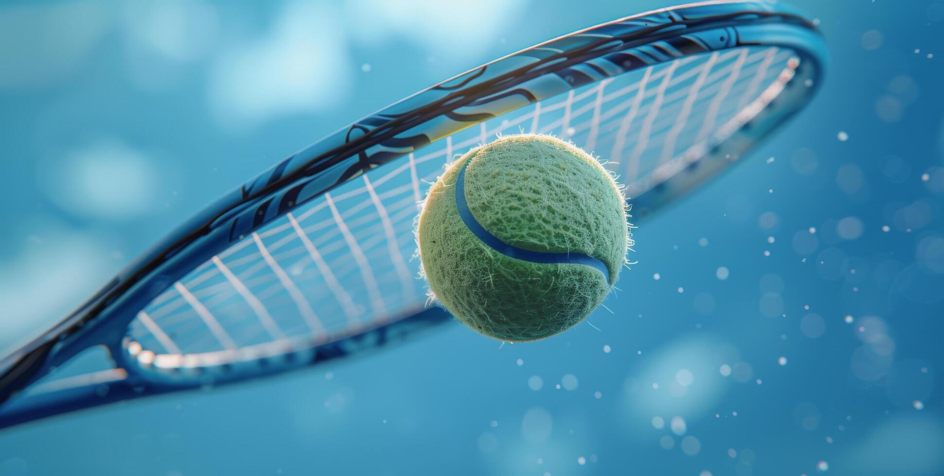 tenis raqueta y pelota en contra azul cielo en un soleado día foto
