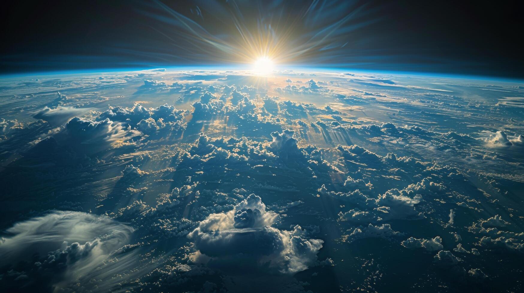 Earths Atmosphere From Space With Sun Glare photo