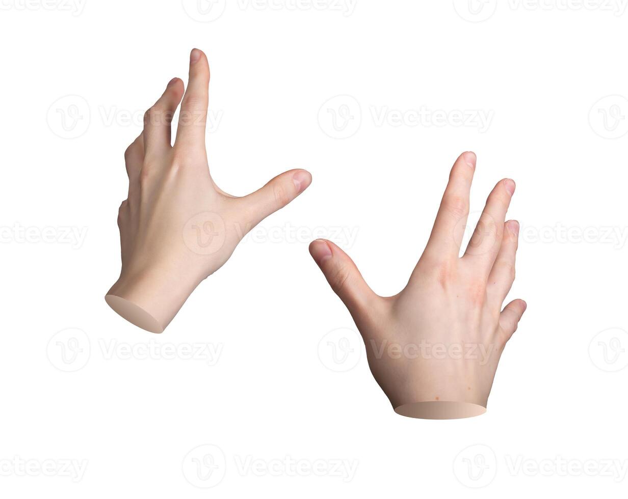 Both hands gesture, sign pov Holding, reaching, first person view isolated on white background photo