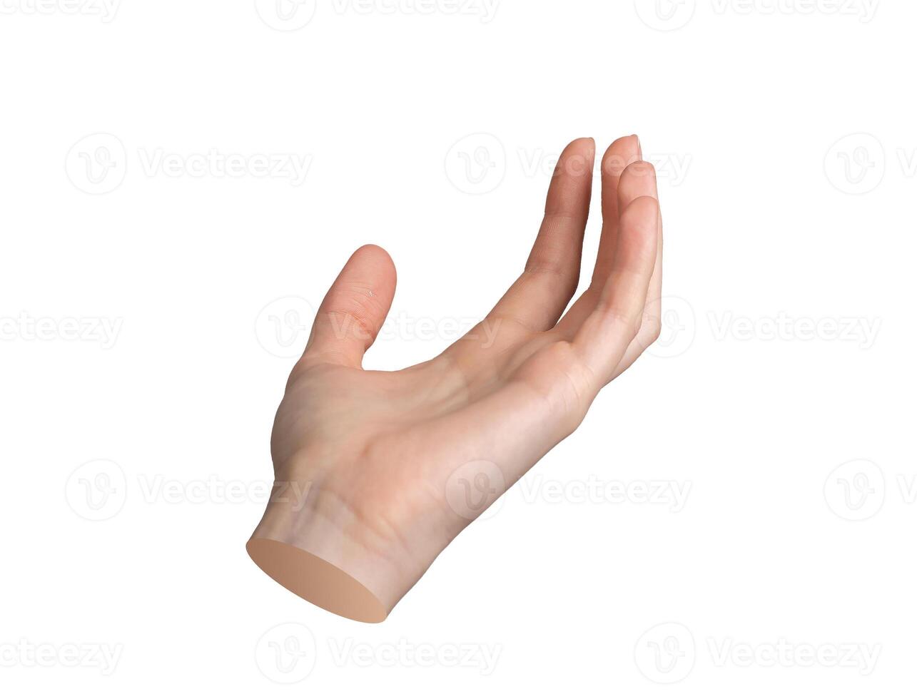 Hand holding, taking up gesture, sign isolated on white background photo
