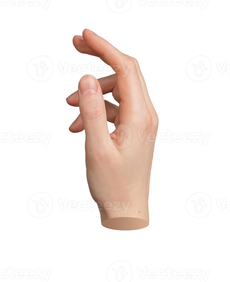 Hand touch gesture Isolated on white background Finger sign symbol, invisible virtual space photo