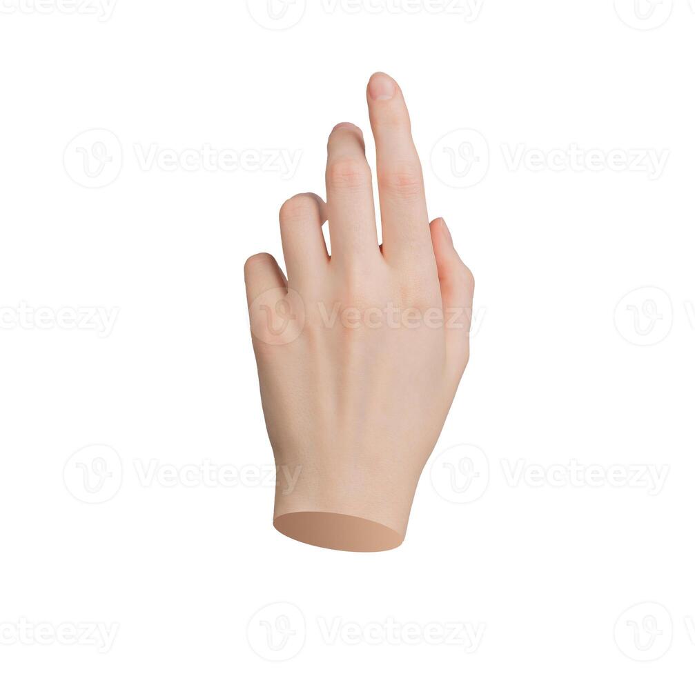 Hand gesture, isolated on white background Finger sign, symbol of invisible virtual space Blank, photo