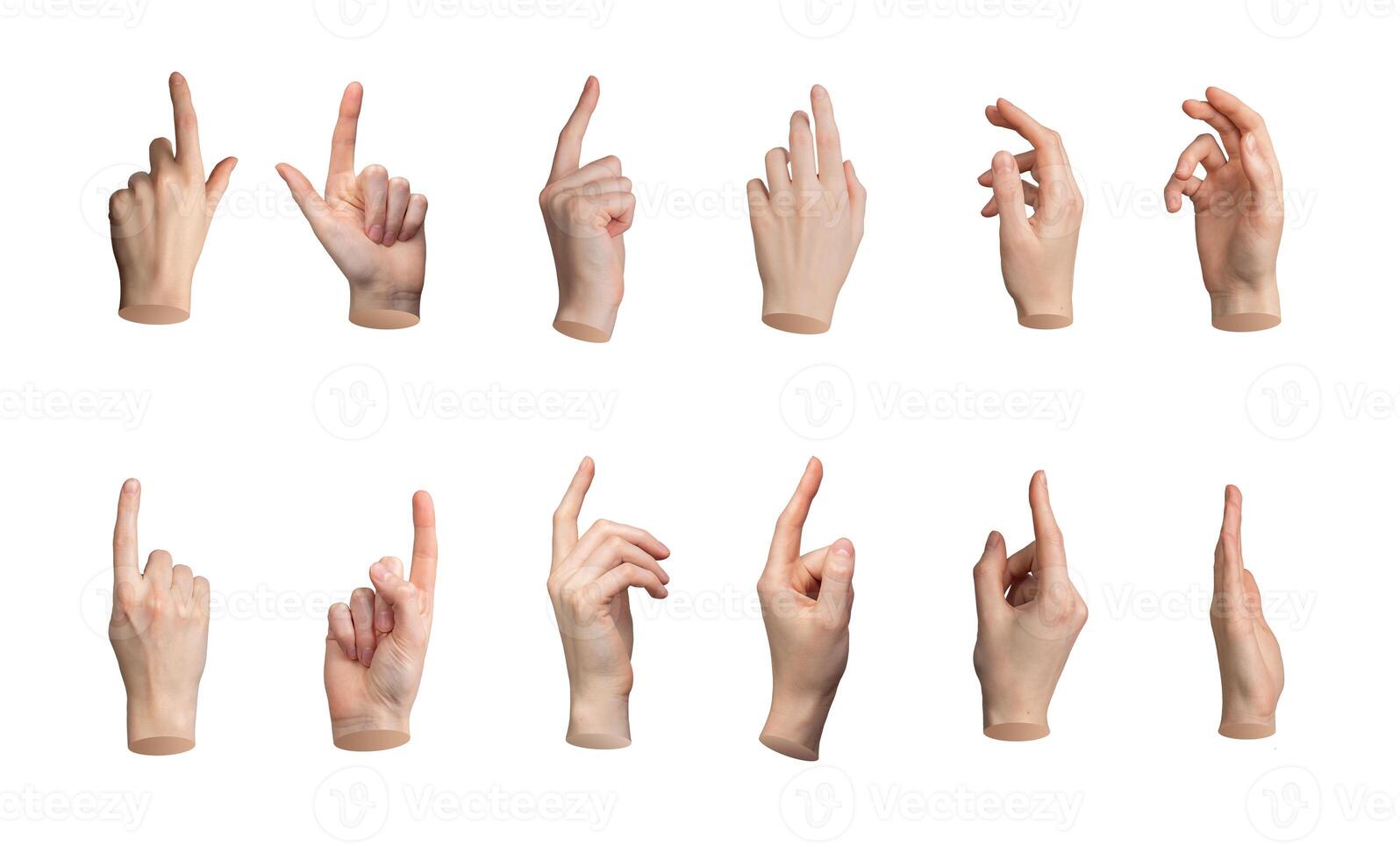 Hand gesture with finger pointing. Sign indicating, touch, tap, click. Index finger, pointer in photo