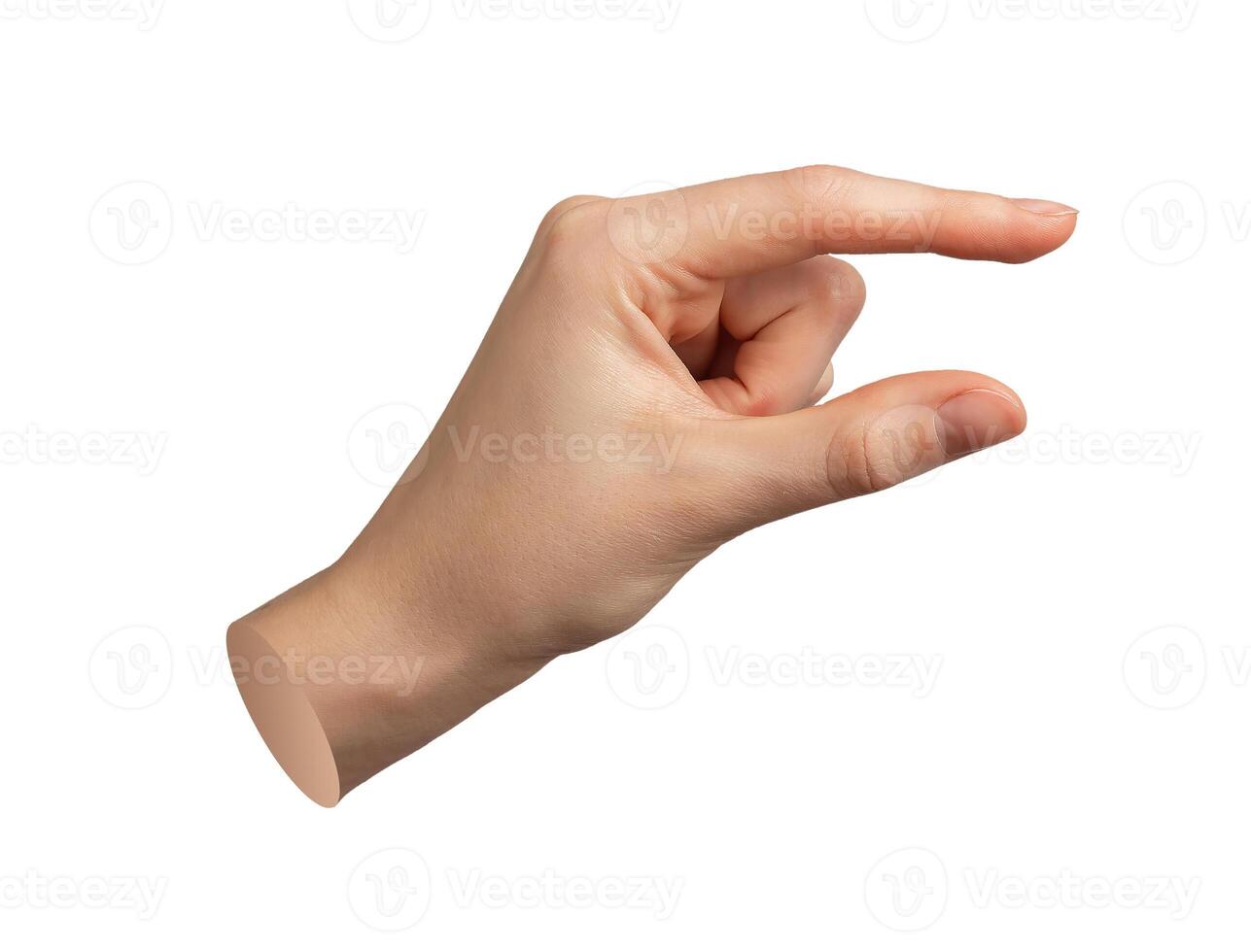 Hand gesture, finger hold, take, grab Showing something invisible Gesture size, space unseen, photo