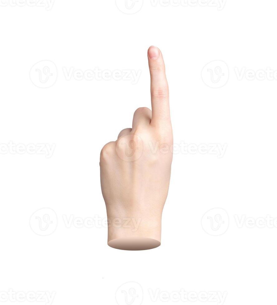 Finger pointing, indicating one. Index finger, tap, click gesture. Hand sign, pick, close up, photo