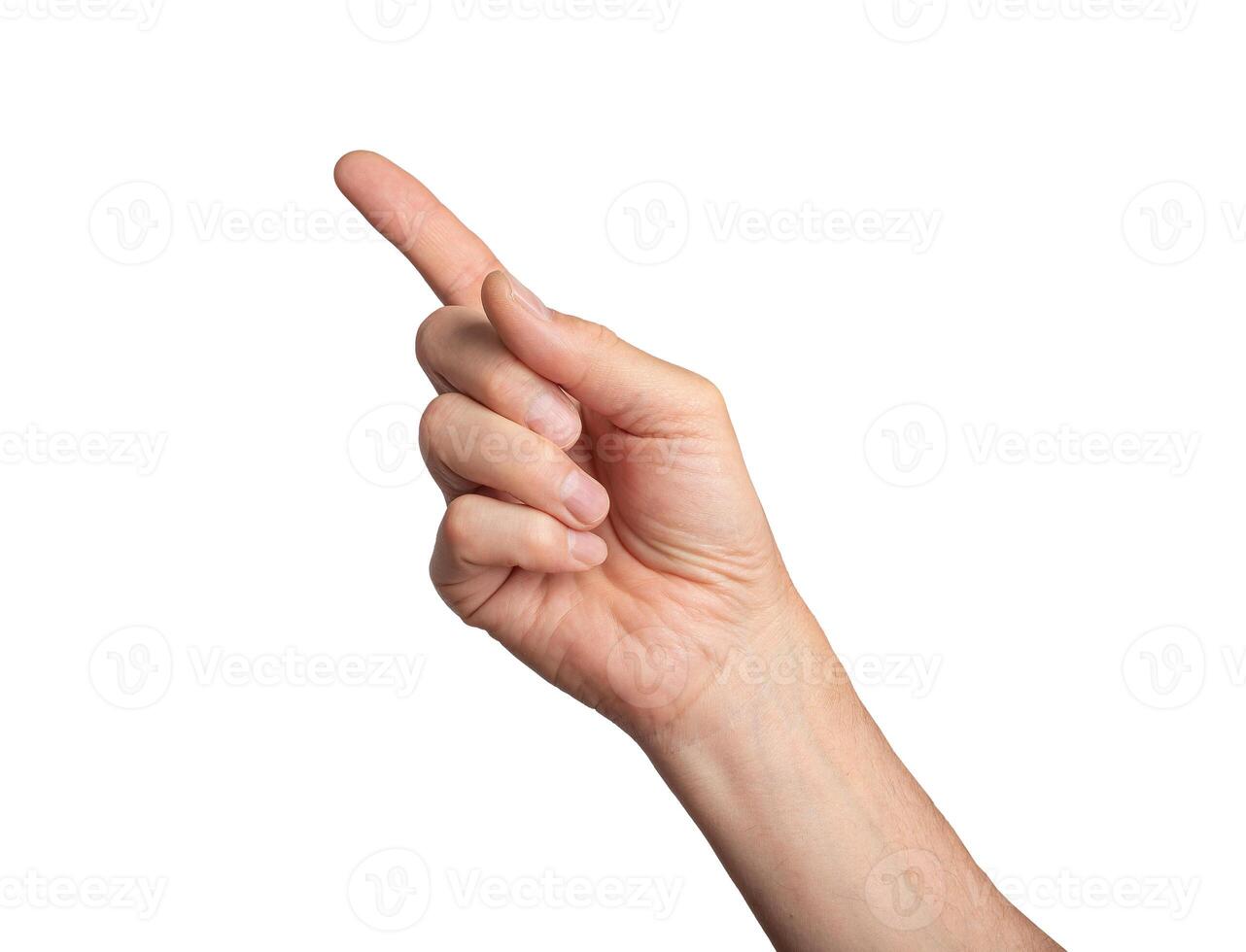 finger indicating, hand gesture, sign isolated on white background photo