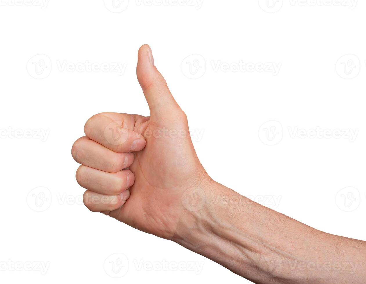 Thumb up gesture, hand showing good, finger like, yes okay, isolated sign. Approve business symbol photo