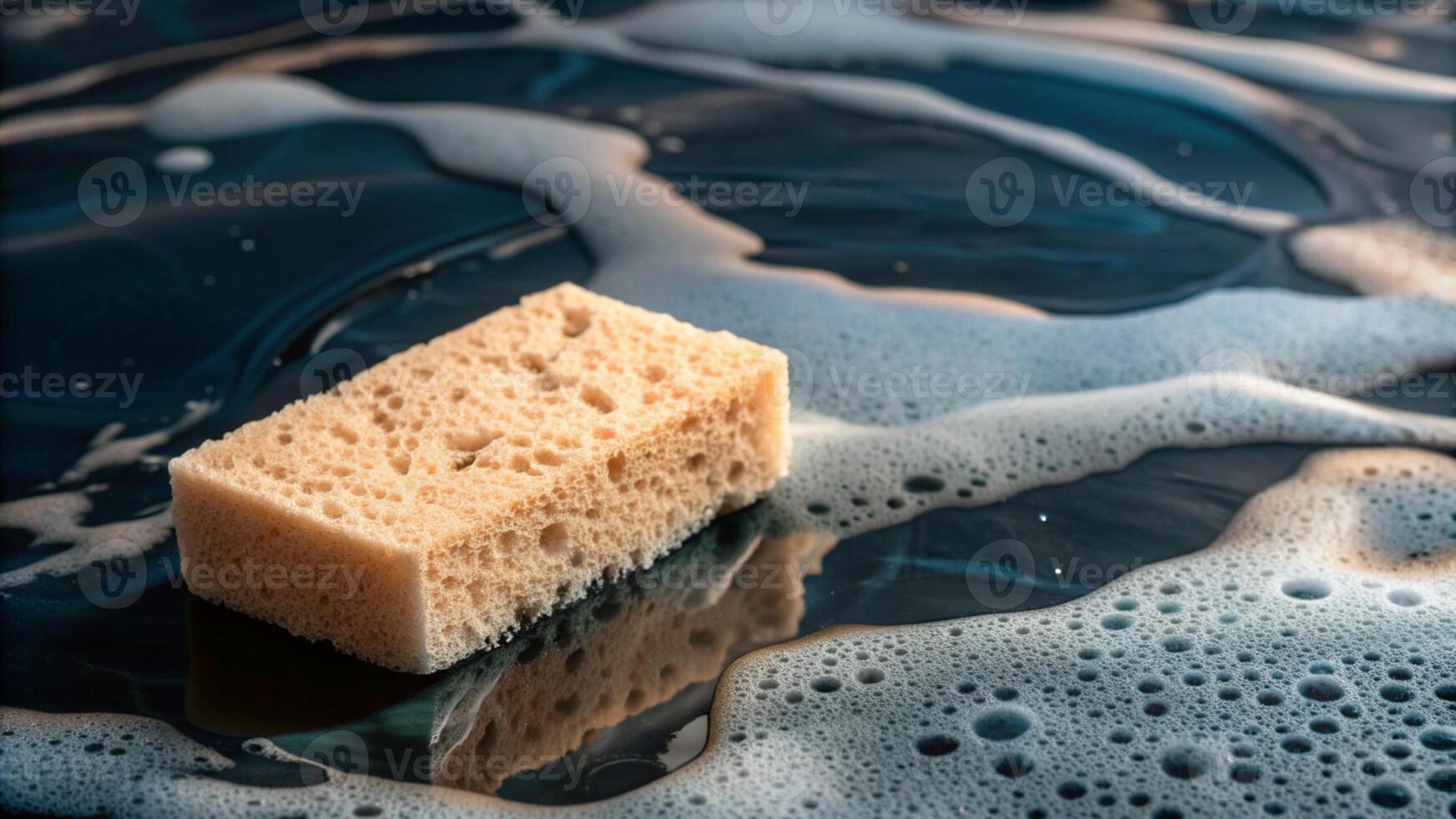 sponge and foams on black car background photo