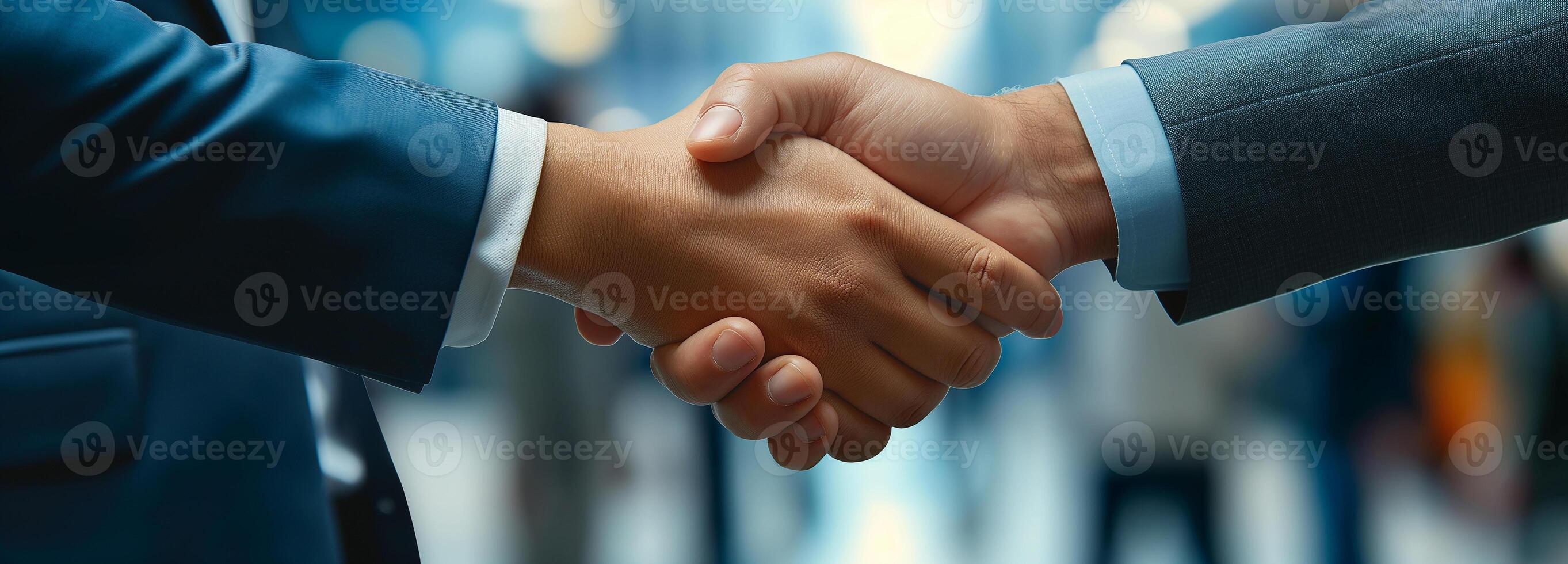 Close up of Successful businessmen shaking hands in the office photo