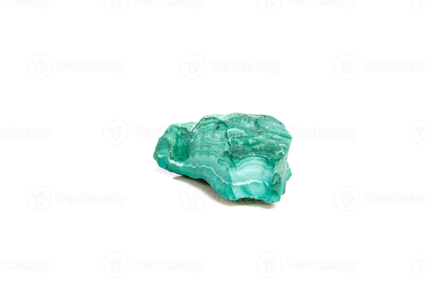 Macro mineral stone Malachite in the rock on a white background photo