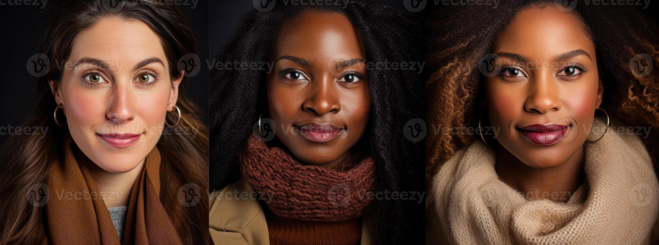 portraits of women with different skin color photo