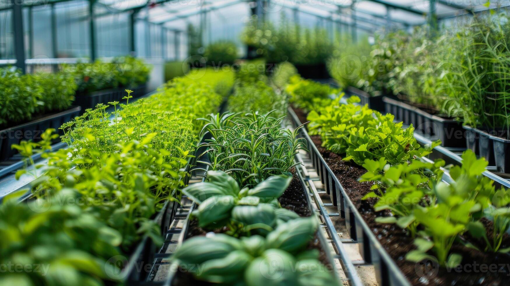 illustration of a greenhouse with different herbs inside photo