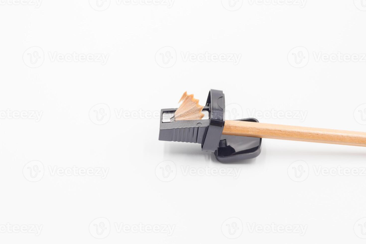 Close up wood pencil isolated on white background photo