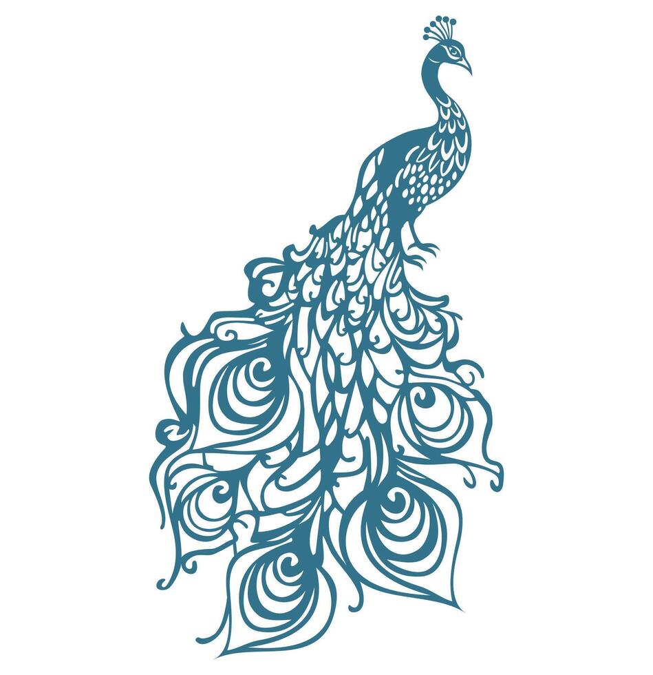 Peacock line art design vector