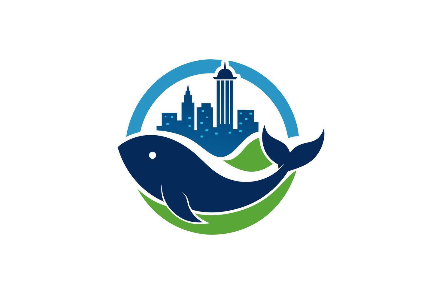 Whale with city abstract circle logo vector