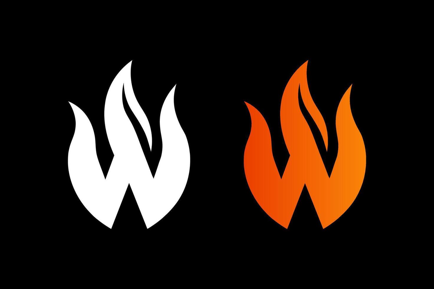 W letter and flame logo concept vector