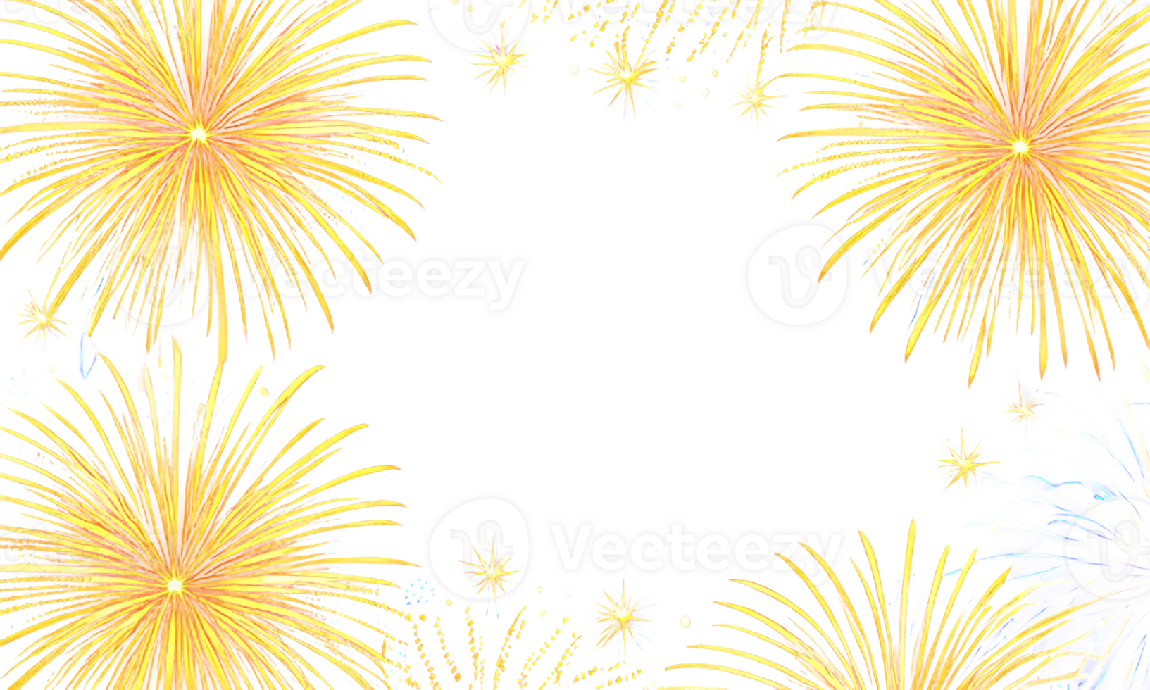 Golden firework frame on transparent background for design christmas or new year template. png
