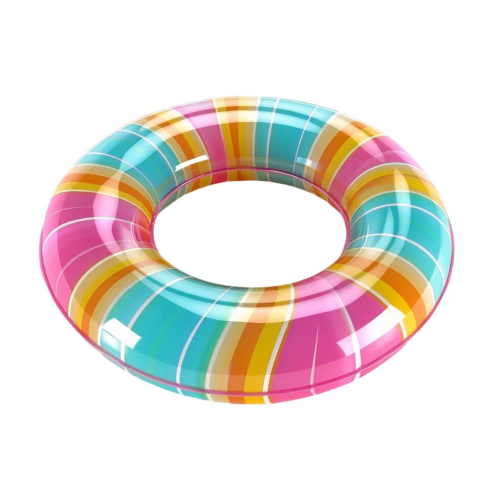 Inflatable Ring with Colourful Stripes AI-Generative png