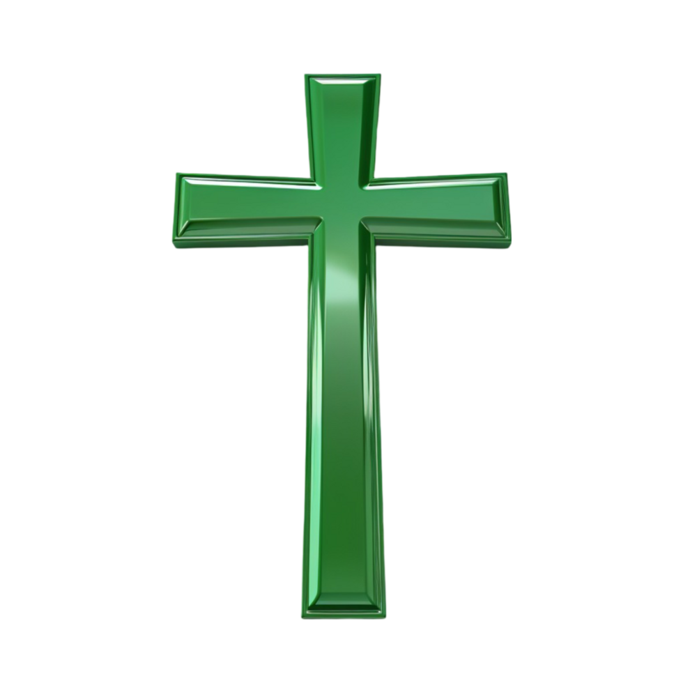 Green Cross on Transparent Background AI-Generative png