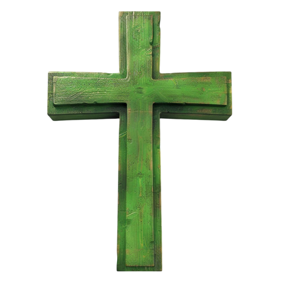 Religious Green Cross Symbol on Transparent Background AI-Generative png