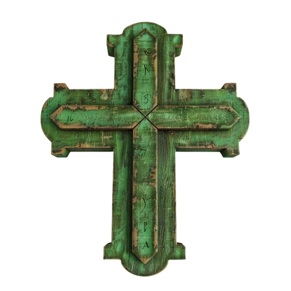 Wooden Cross on Transparent Background AI-Generative png