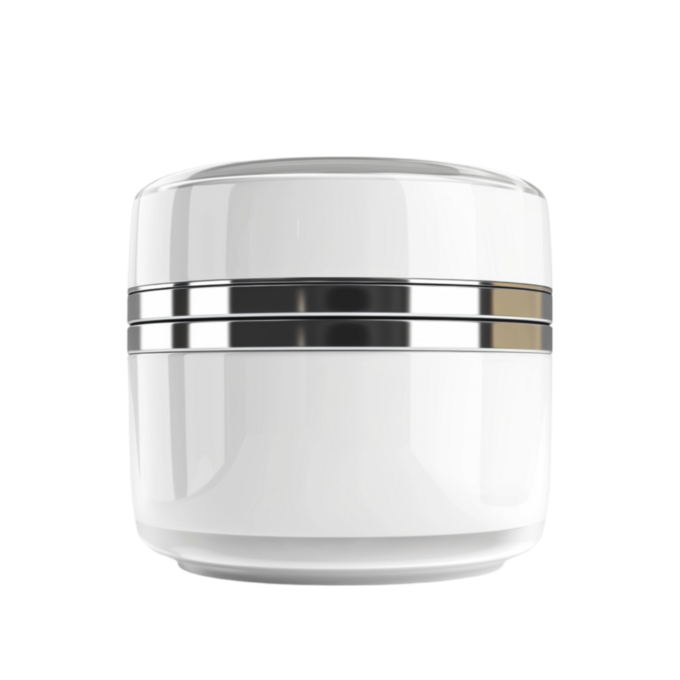 White Jar with Black Trim on Transparent Background AI-Generative png