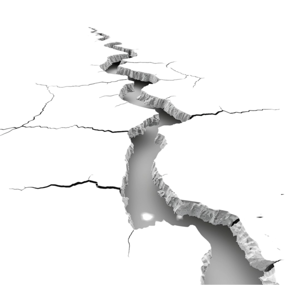 Crack in the Ground with Central Fissure on Transparent Background AI-Generative png