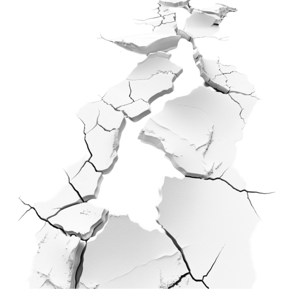Cracked White Map of the United States on Transparent Background AI-Generative png