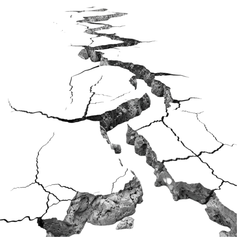 Drawing of Cracks on Ground on Transparent Background AI-Generative png