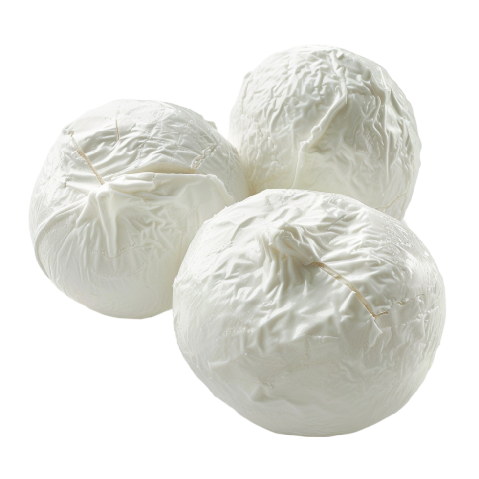 Three White Cheese Balls on Transparent Background AI-Generative png