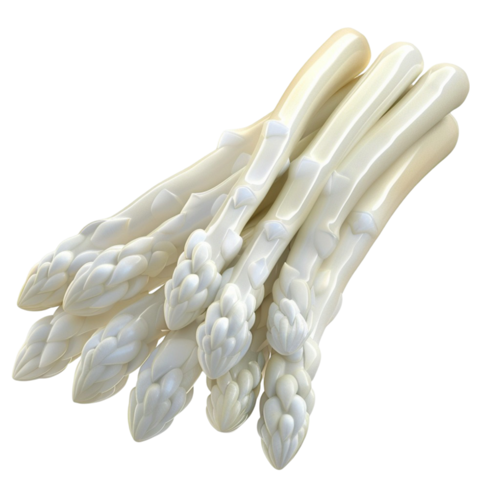 White Asparagus Isolated on Transparent Background AI-Generative png