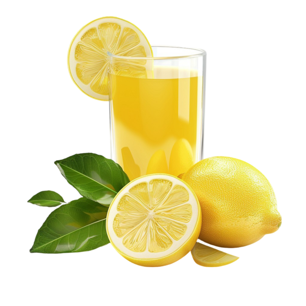 Fruity Lemon Juice Isolated on Transparent Background AI-Generative png