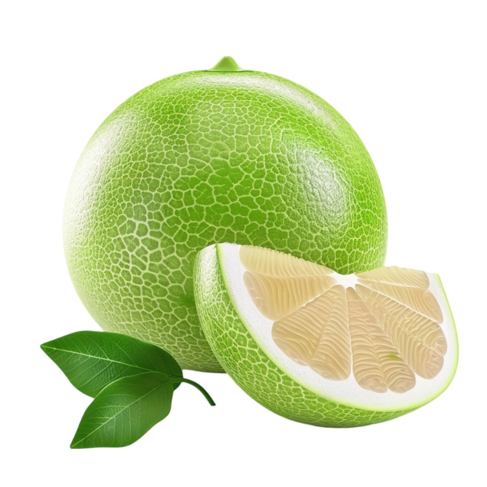 Pomelo with Sliced Isolated on Transparent Background AI-Generative png