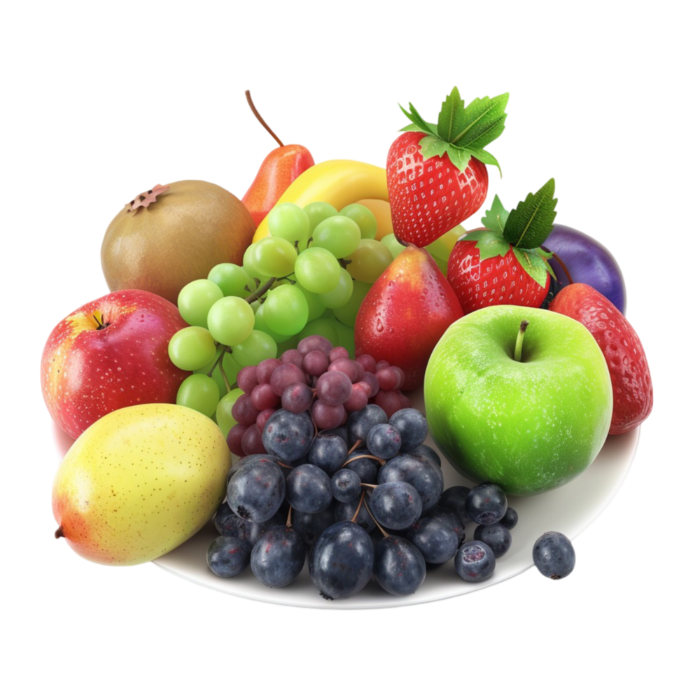 Realistic Nutritionist Fruits on Transparent Background AI-Generative png