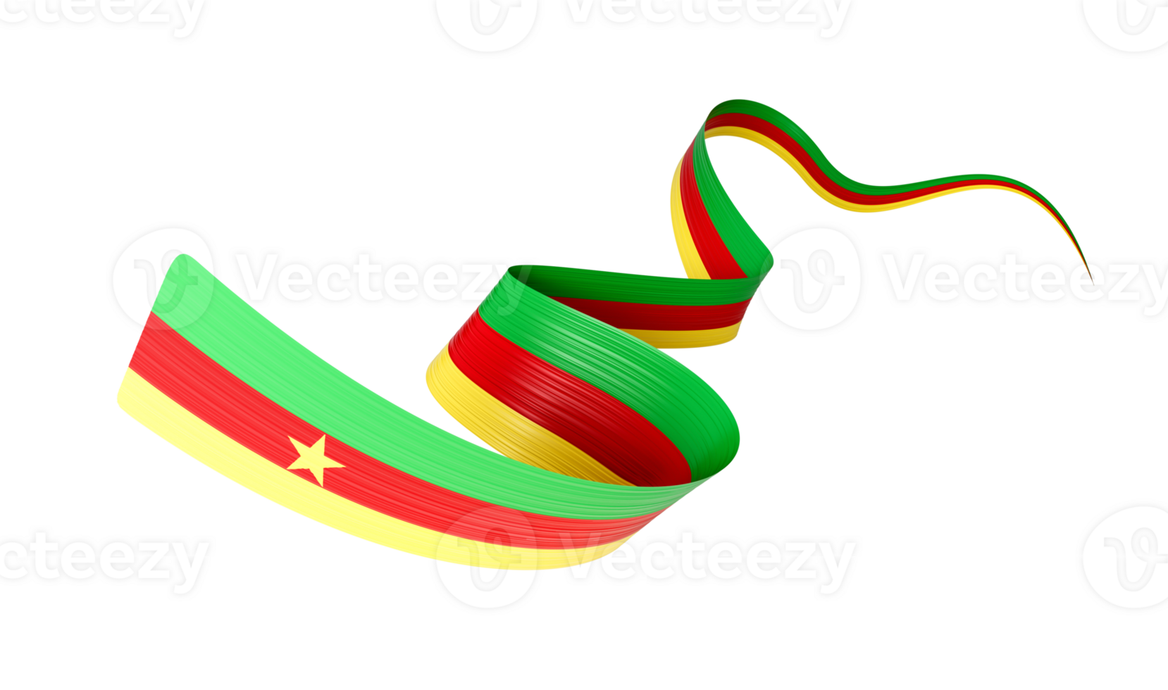 3d Flag Of Cameroon 3d Waving Ribbon Flag, 3d illustration png